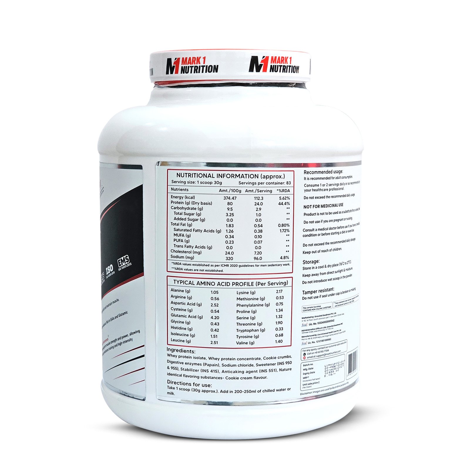 2 Mark 1 Nutrition The Whey Protein Powder 2.5kg (Cookie Cream Flavour) - Image 5
