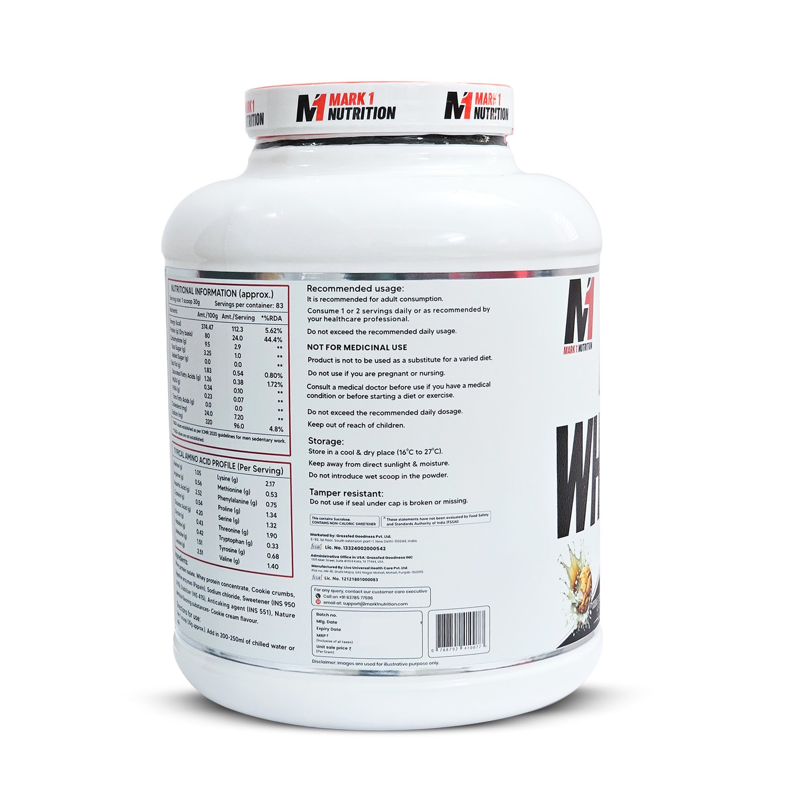 3 Mark 1 Nutrition The Whey Protein Powder 2.5kg (Cookie Cream Flavour) - Image 6